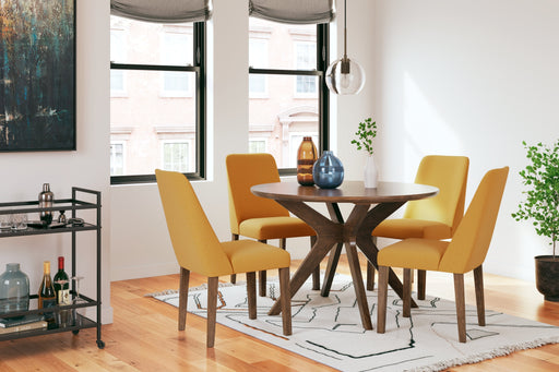 Lyncott Dining Table and 4 Chairs in Mustard/Brown - Gate FurnitureDining Room Set