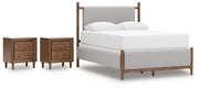 Lyncott Queen Upholstered Bed with 2 Nightstands in Brown from Ashley - Lara Furniture