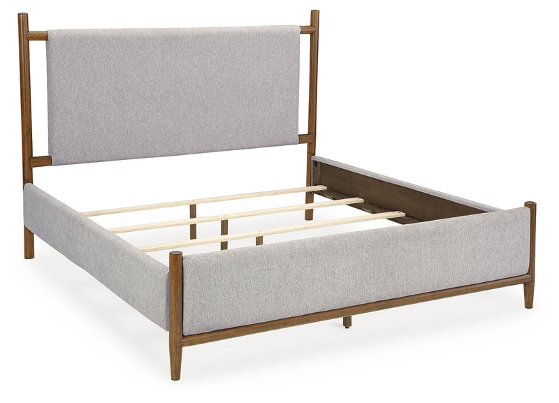 Lyncott Queen Upholstered Bed with 2 Nightstands in Brown from Ashley - Lara Furniture