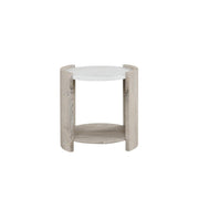 Lynda – White & Beige End Table with Faux Marble Top - T140-E