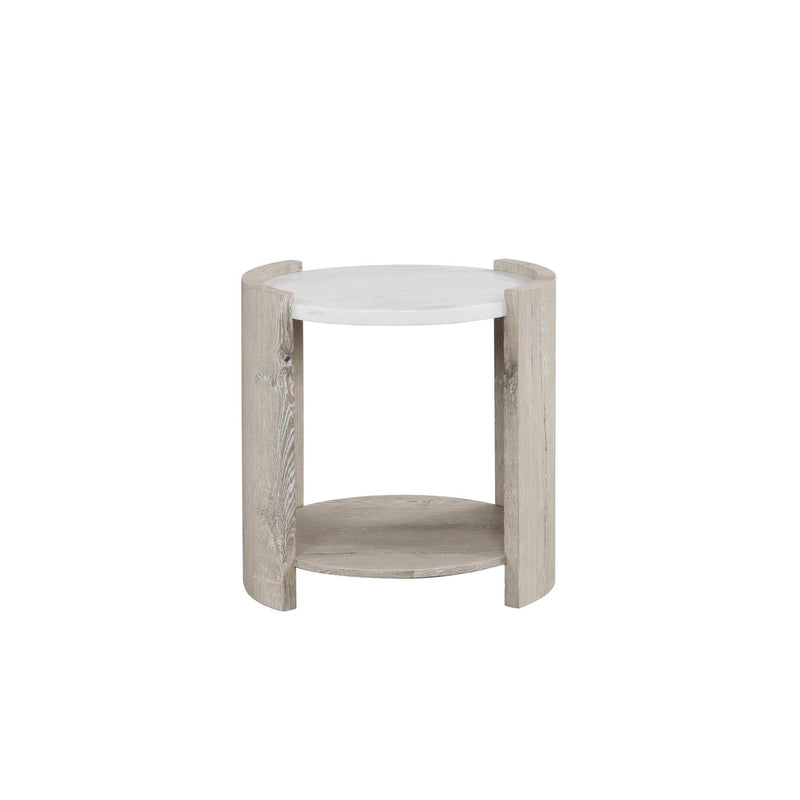 Lynda – White & Beige End Table with Faux Marble Top - T140-E