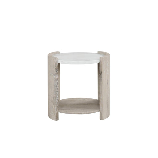 Lynda – White & Beige End Table with Faux Marble Top - T140-E