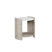 Lynda – White & Beige End Table with Faux Marble Top - T140-E
