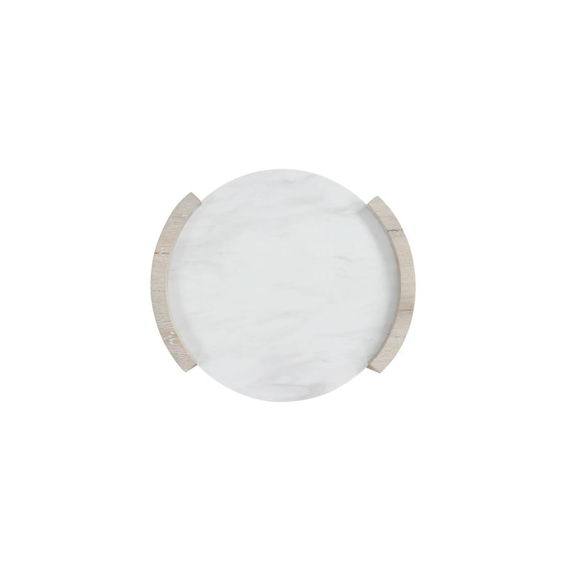 Lynda – White & Beige End Table with Faux Marble Top - T140-E