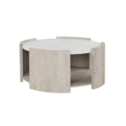 Lynda - White & Beige Round Coffee Table with Faux Marble Top - T140-C