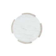Lynda - White & Beige Round Coffee Table with Faux Marble Top - T140-C