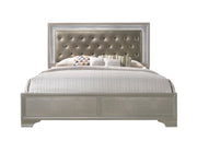 Lyssa Champagne King LED Upholstered Panel Bed - Lara FurnitureKing Bed