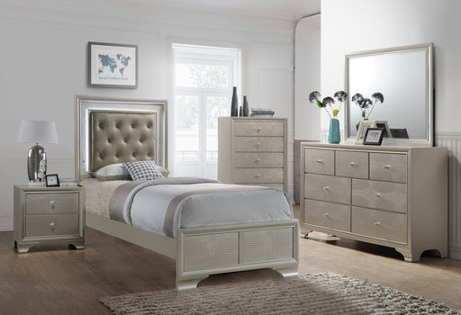 Lyssa Champagne LED Upholstered Panel Youth Bedroom Set - Lara FurnitureYouth Bedroom Set