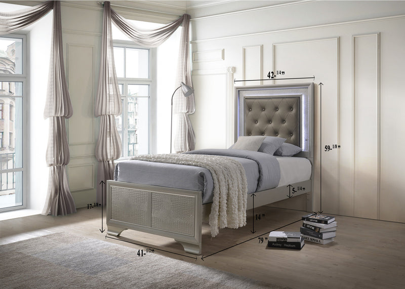 Lyssa Champagne LED Upholstered Panel Youth Bedroom Set - Lara FurnitureYouth Bedroom Set
