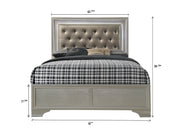Lyssa Champagne Queen LED Upholstered Panel Bed - Lara FurnitureQueen Bed