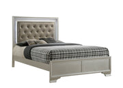 Lyssa Champagne Queen LED Upholstered Panel Bed - Lara FurnitureQueen Bed