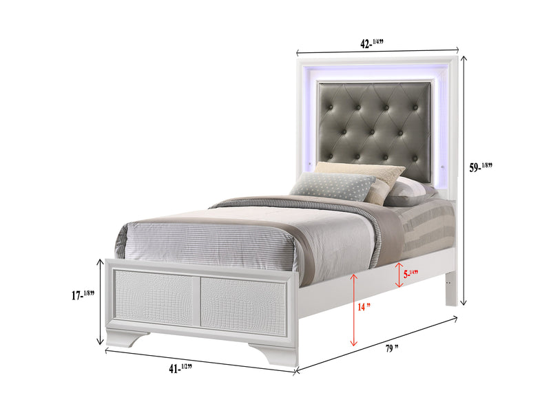 Lyssa Frost LED Upholstered Panel Youth Bedroom Set - Lara FurnitureYouth Bedroom Set