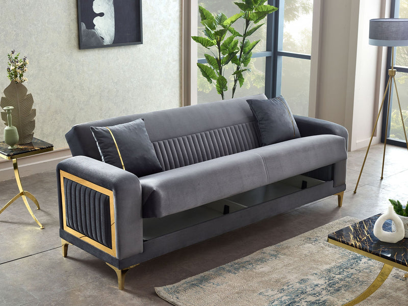 Mabel 3-pieces (Sofa & Loveseat & Chair) Livingroom in Anthracite - 200-SIM-MAB-VELVET412-321