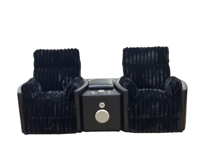 Madden Corduroy Upholstered Pillow Arm Manual Recliner Black - 600151