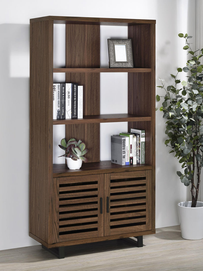 Maddox 71-inch 3-shelf Cabinet Bookcase Walnut - 801863