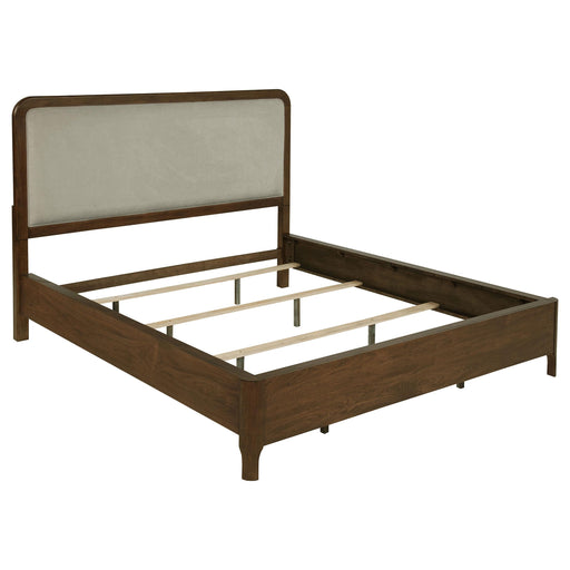 Maderia 57-inch Upholstered California King Panel Bed Walnut - 223321KW