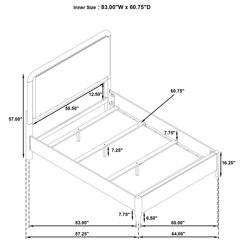 Maderia 57-inch Upholstered Queen Panel Bed Walnut - 223321Q