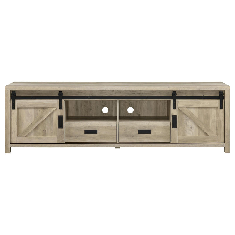 Madra 2-door Engineered Wood 79-inch TV Stand Distressed Pine - 736263