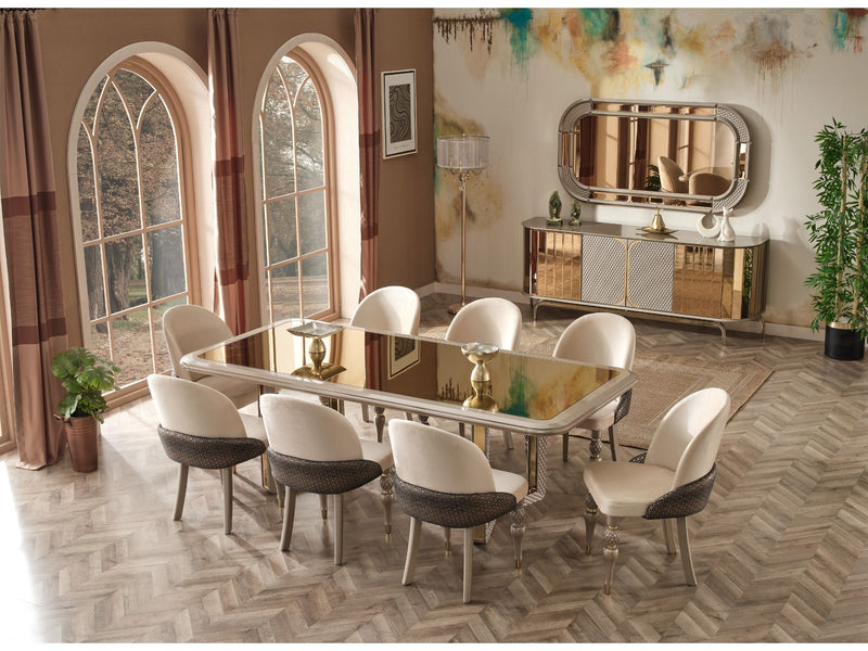 Madrid Diningroom (Dining Table & Dining Chair & Consol With Mirror) - For 6 People - 115-MAD-6-SET