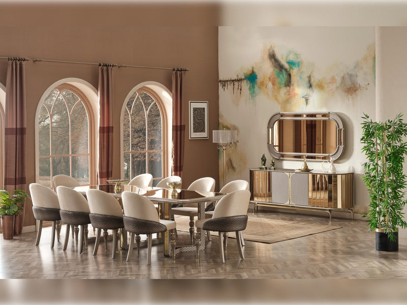 Madrid Diningroom (Dining Table & Dining Chair & Consol With Mirror) - For 8 People - 115-MAD-8-SET