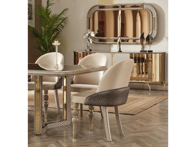 Madrid Diningroom (Dining Table & Dining Chair & Consol With Mirror) - For 8 People - 115-MAD-8-SET