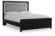 Maeling Black Queen Upholstered Panel Bed - PCB1115B6