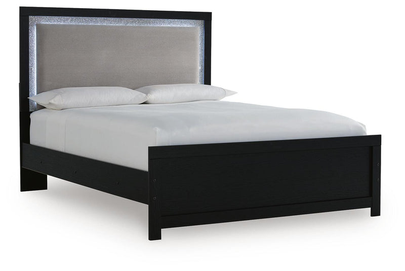Maeling Black Queen Upholstered Panel Bed - PCB1115B6