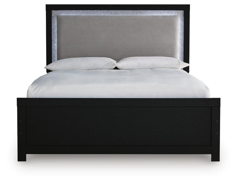 Maeling Black Queen Upholstered Panel Bed - PCB1115B6