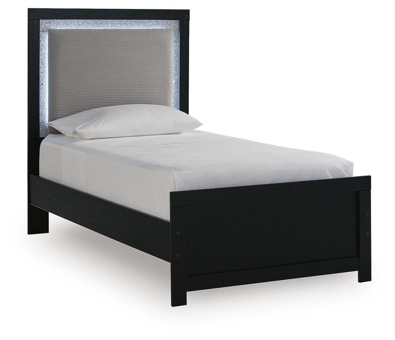 Maeling Black Twin Upholstered Panel Bed - PCB1115B2
