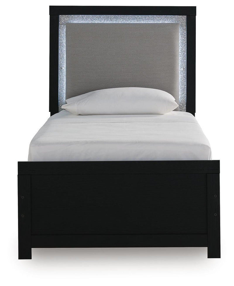 Maeling Black Twin Upholstered Panel Bed - PCB1115B2
