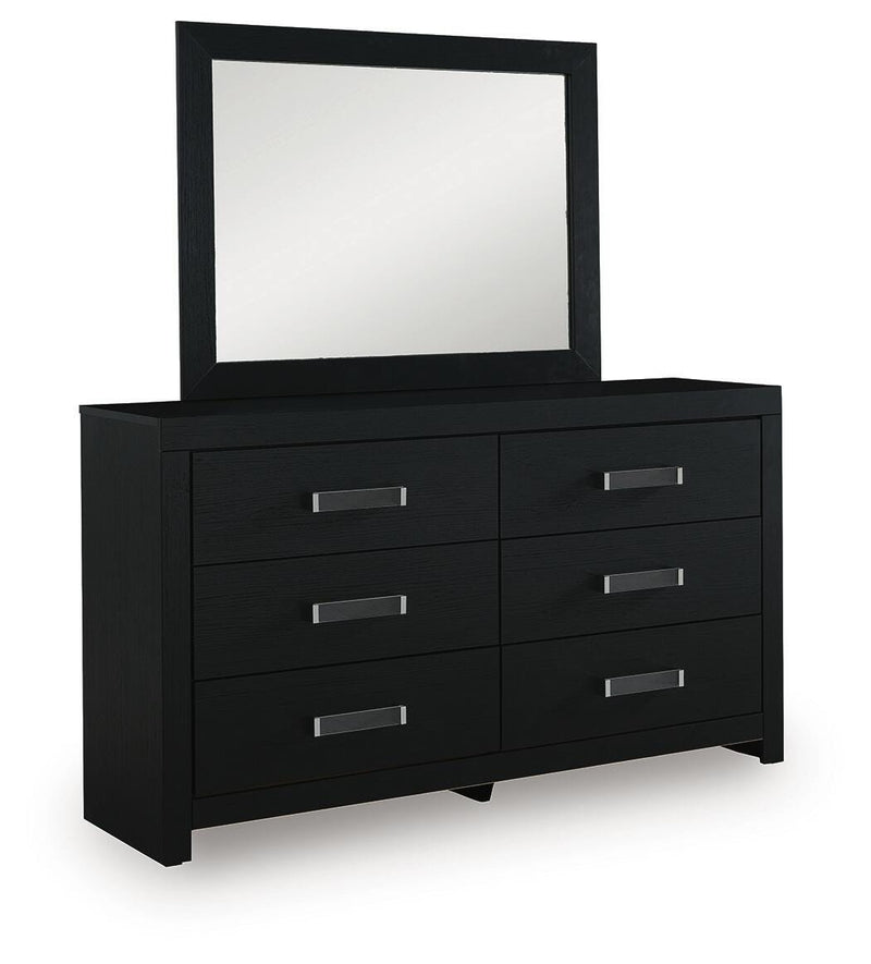 Maeling Queen Upholstered Panel Bed, Dresser and Mirror - PCB1115B7