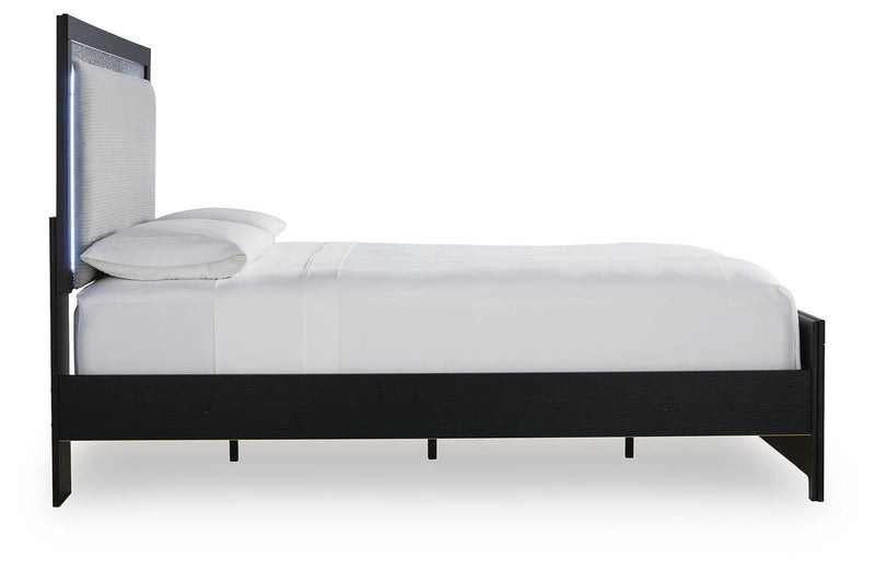 Maeling Queen Upholstered Panel Bed, Dresser and Mirror - PCB1115B7