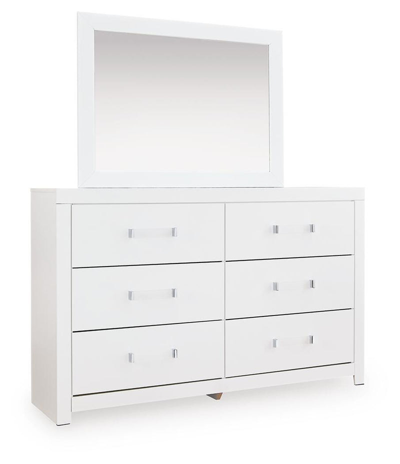 Maeling White Dresser and Mirror - PCB1119B1