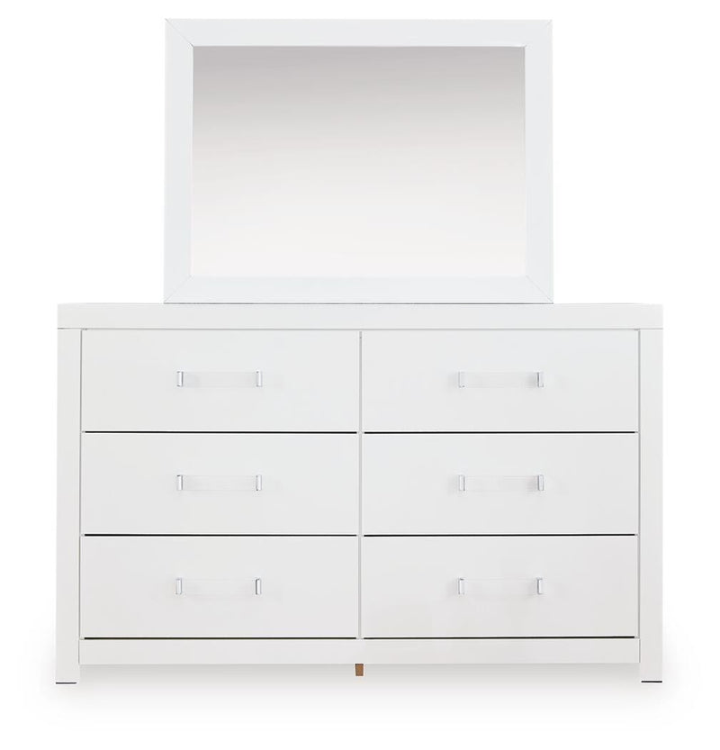 Maeling White Dresser and Mirror - PCB1119B1
