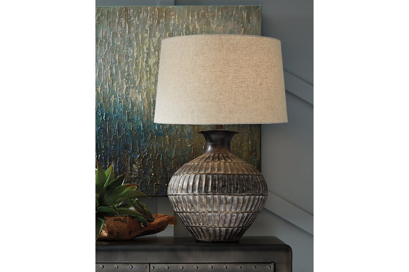 Magan Antique Bronze Finish Table Lamp - Lara FurnitureTable Lamp