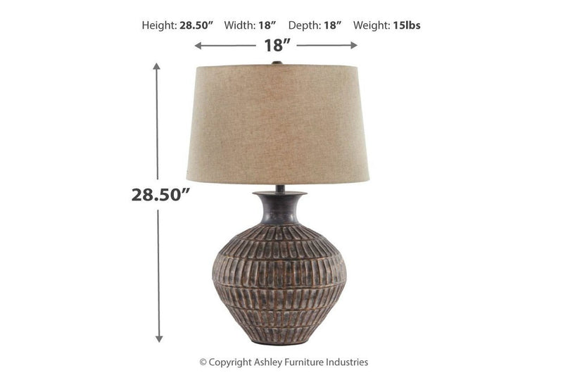 Magan Antique Bronze Finish Table Lamp - Lara FurnitureTable Lamp