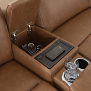 Magic Man Caramel 5-Piece Power Reclining Sectional with Console - PCU10700S12
