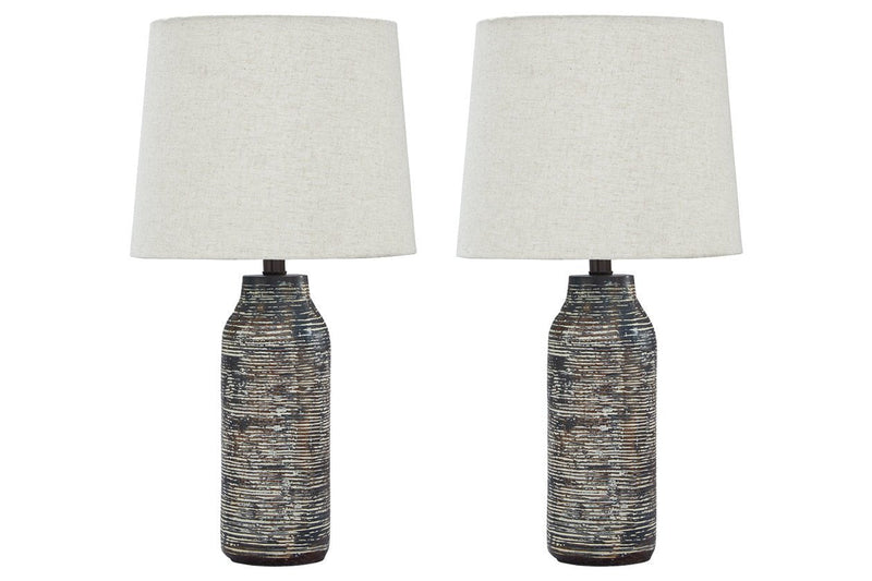 Mahima Black/White Table Lamp (Set of 2) - Lara FurnitureTable Lamp Pair