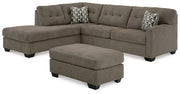 Mahoney Chocolate 2-Piece Sectional with Ottoman from Ashley - Lara Furniture