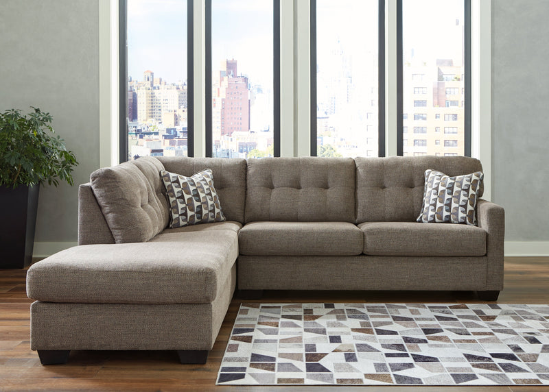 Mahoney Chocolate 2-Piece Sectional with Ottoman from Ashley - Lara Furniture