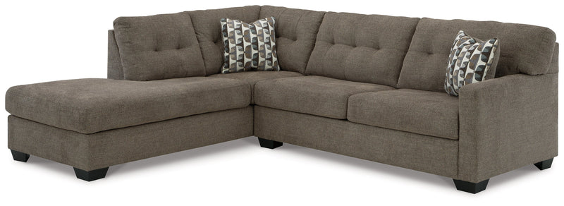 Mahoney Chocolate 2-Piece Sectional with Ottoman from Ashley - Lara Furniture