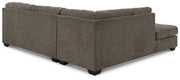 Mahoney Chocolate 2-Piece Sectional with Ottoman from Ashley - Lara Furniture