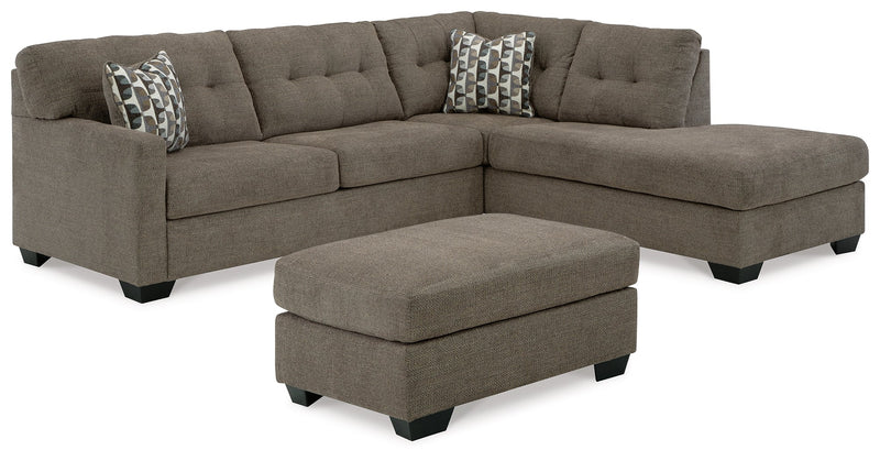 Mahoney Chocolate 2-Piece Sectional with Ottoman from Ashley - Lara Furniture