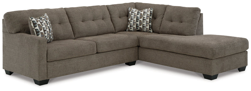 Mahoney Chocolate 2-Piece Sectional with Ottoman from Ashley - Lara Furniture