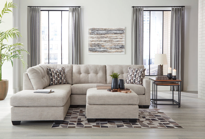 Mahoney Pebble 2-Piece Sectional with Ottoman from Ashley - Lara Furniture