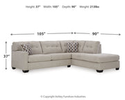 Mahoney Pebble 2-Piece Sectional with Ottoman from Ashley - Lara Furniture