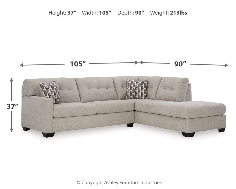 Mahoney Pebble 2-Piece Sectional with Ottoman from Ashley - Lara Furniture