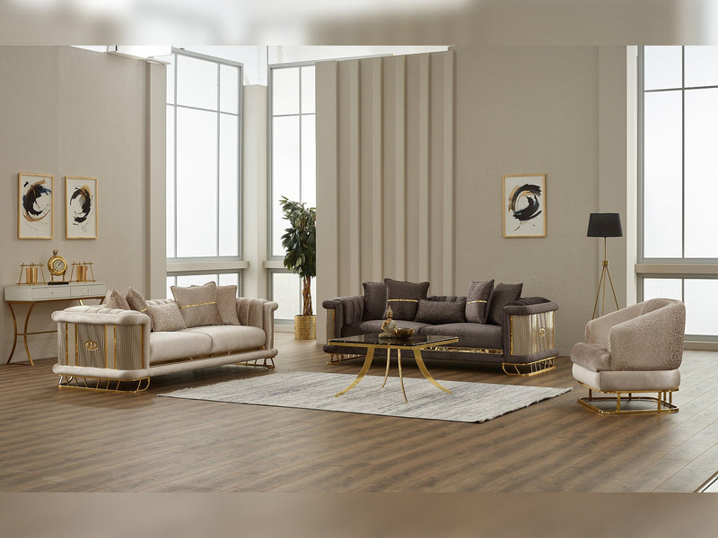 Majeste Stationary Loveseat in Beige - 200-SIM-MAJ-STAR553-2