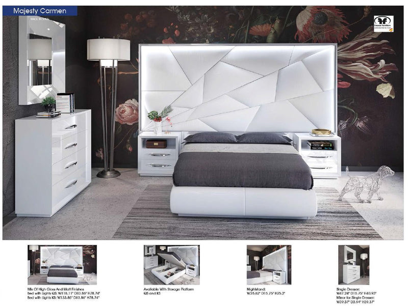 Majesty Bedroom W/Light And Carmen Cases Set - Lara FurnitureBedroom Set