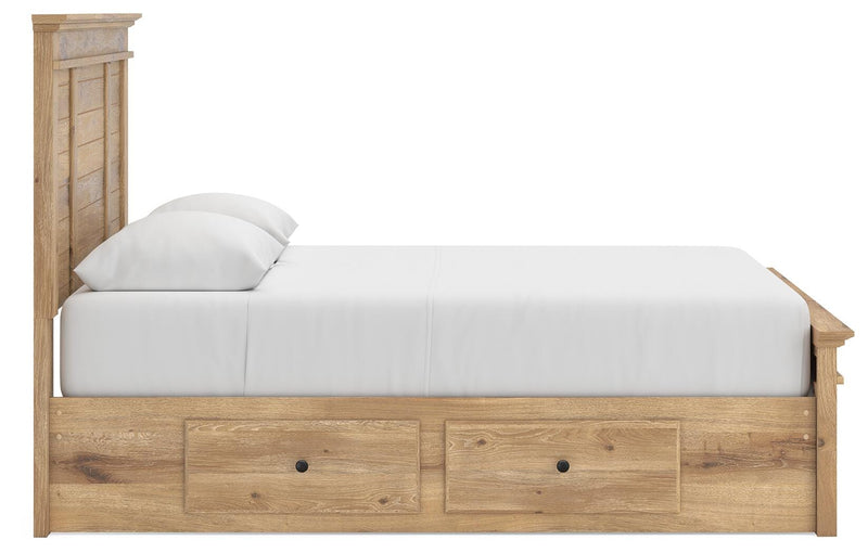 Makidern Queen Panel Bed with Storage, Dresser and Mirror - PCB1170B7